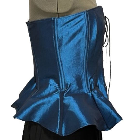 TESA CLASSIC By Escanté Jewel Tone Sapphire Blue Corset/Bustier With Peplum NWT - Picture 7 of 15